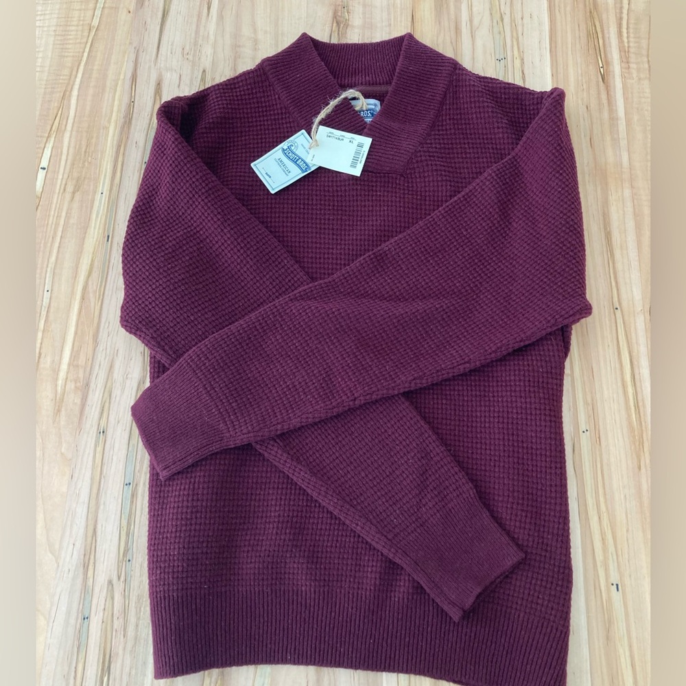 Schott Waffle Knit Thermal Wool Sweater - Burgandy - Size XL - New with tags.